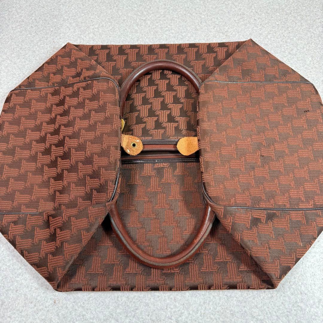 【レア】大容量　ランバン　LANVIN モノグラム　ボストンバッグ　ブラウン