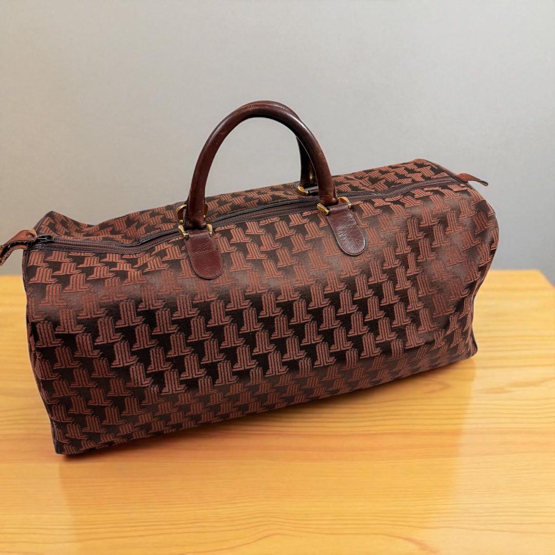 【レア】大容量　ランバン　LANVIN モノグラム　ボストンバッグ　ブラウン