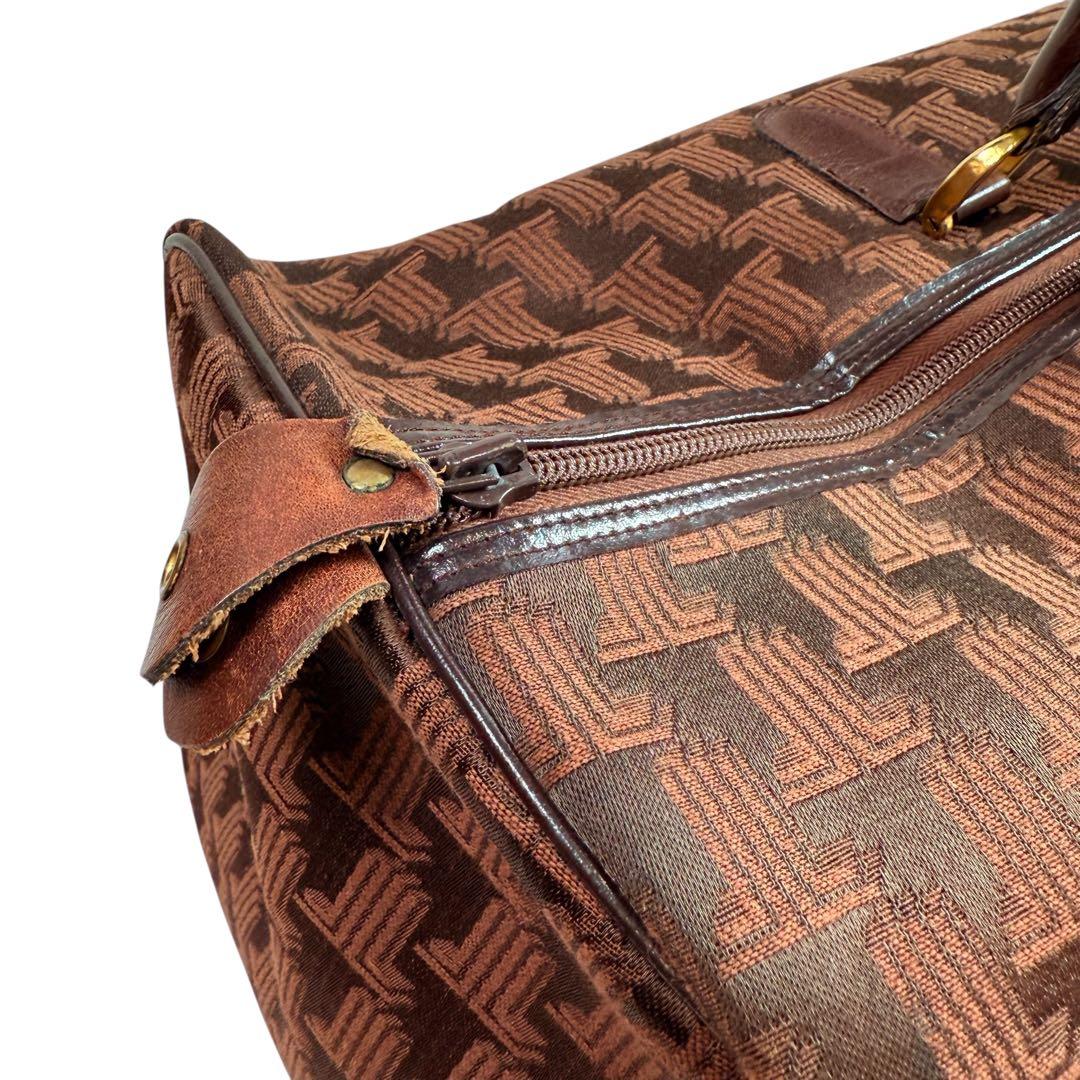 【レア】大容量　ランバン　LANVIN モノグラム　ボストンバッグ　ブラウン