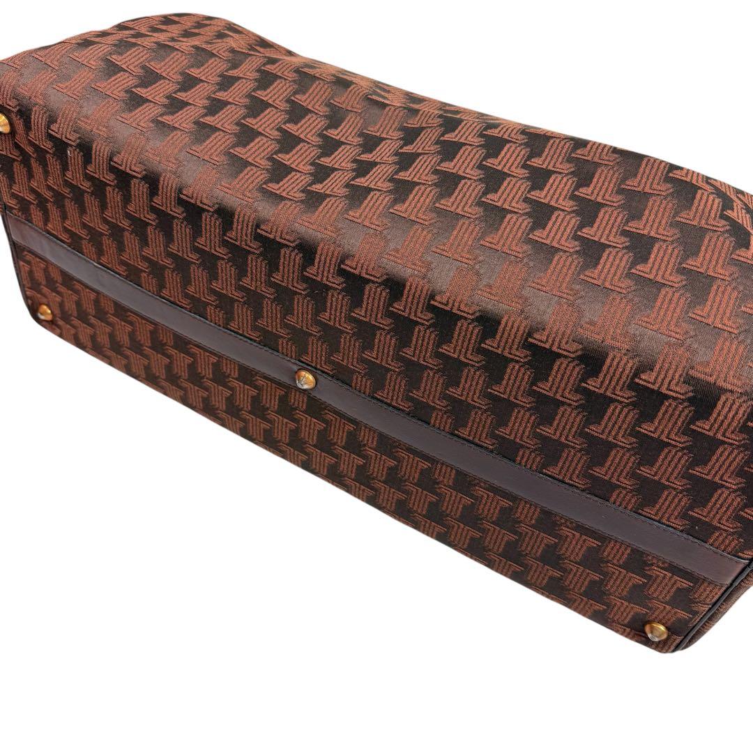 【レア】大容量　ランバン　LANVIN モノグラム　ボストンバッグ　ブラウン