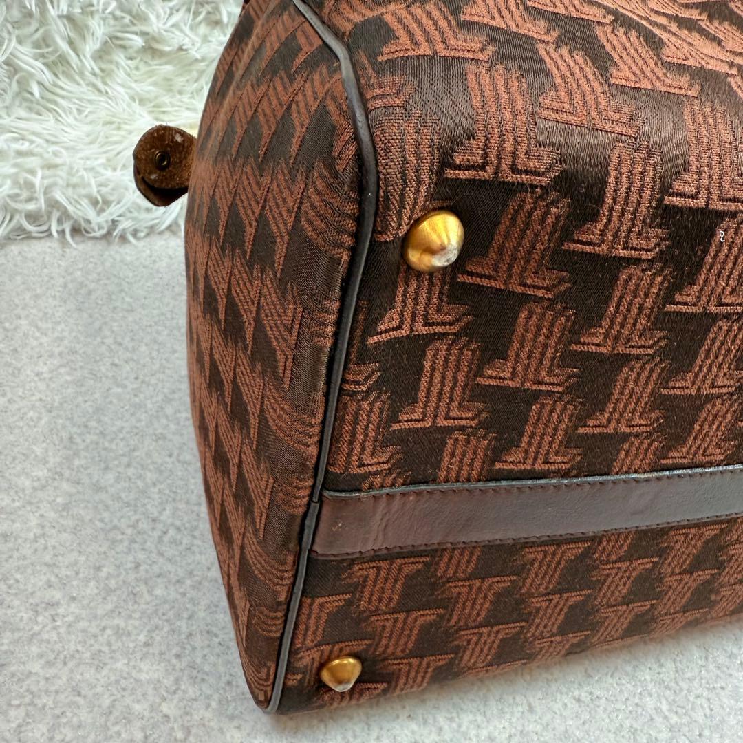 【レア】大容量　ランバン　LANVIN モノグラム　ボストンバッグ　ブラウン