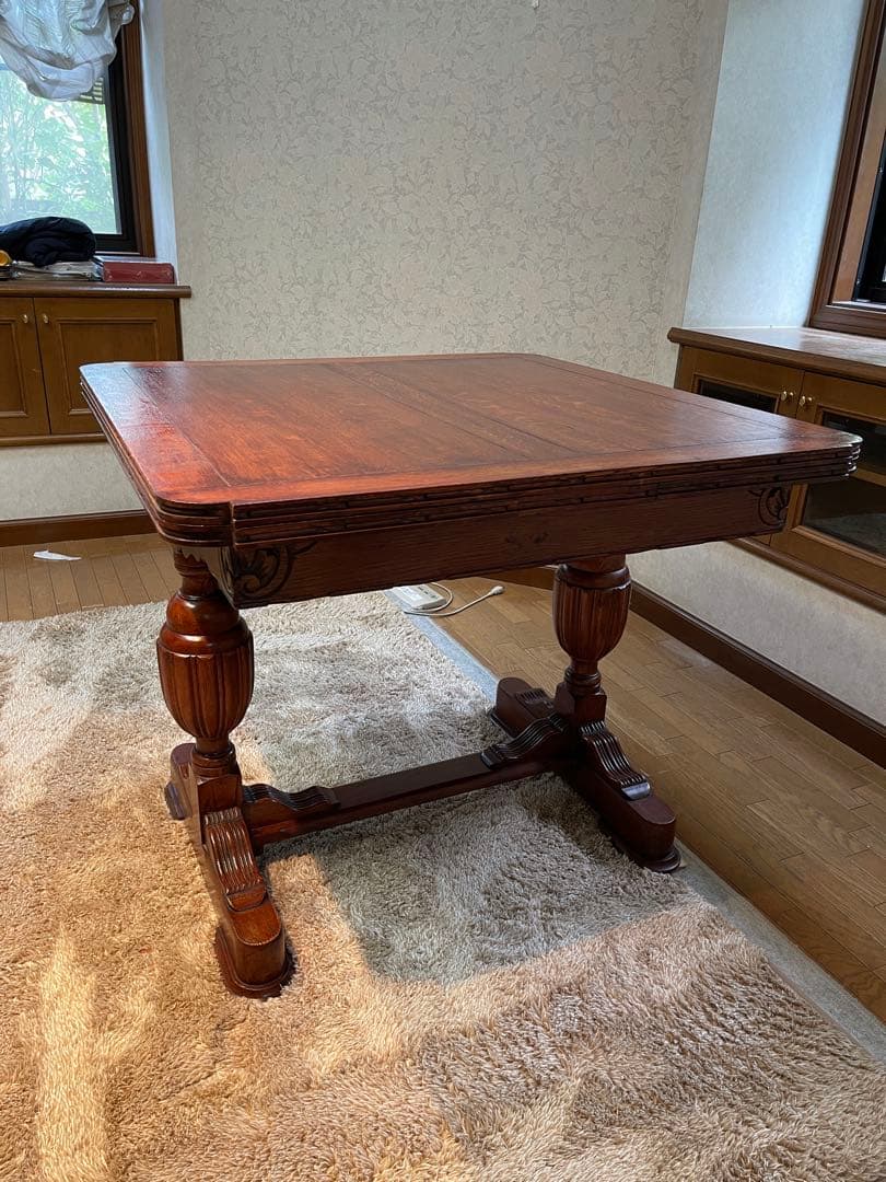 1*中様 アンティーク木製ドローリーフテーブル　ダイニングテーブル