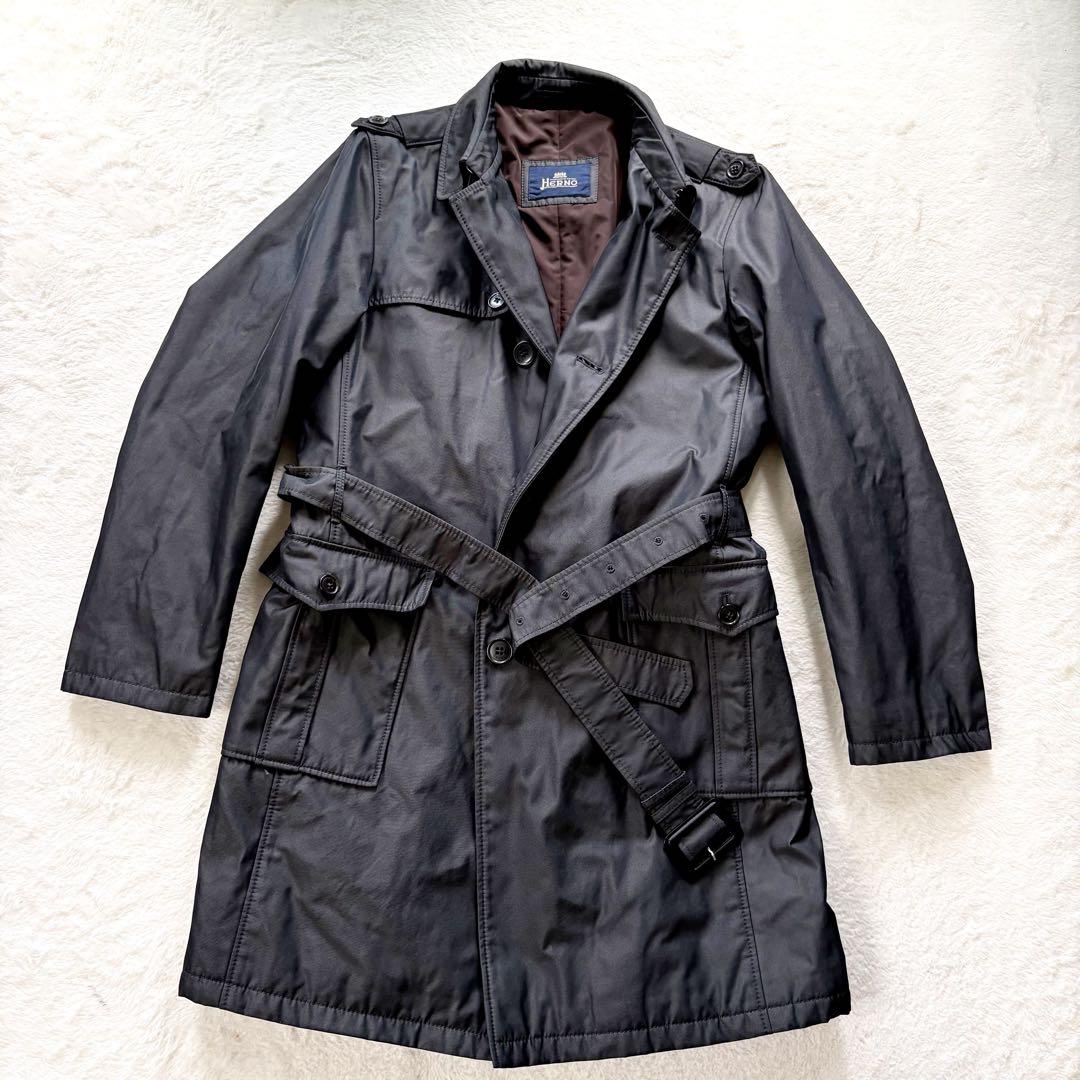 美品　ヘルノ　トレンチコート　グレー　XL 大きいサイズ　イタリア製