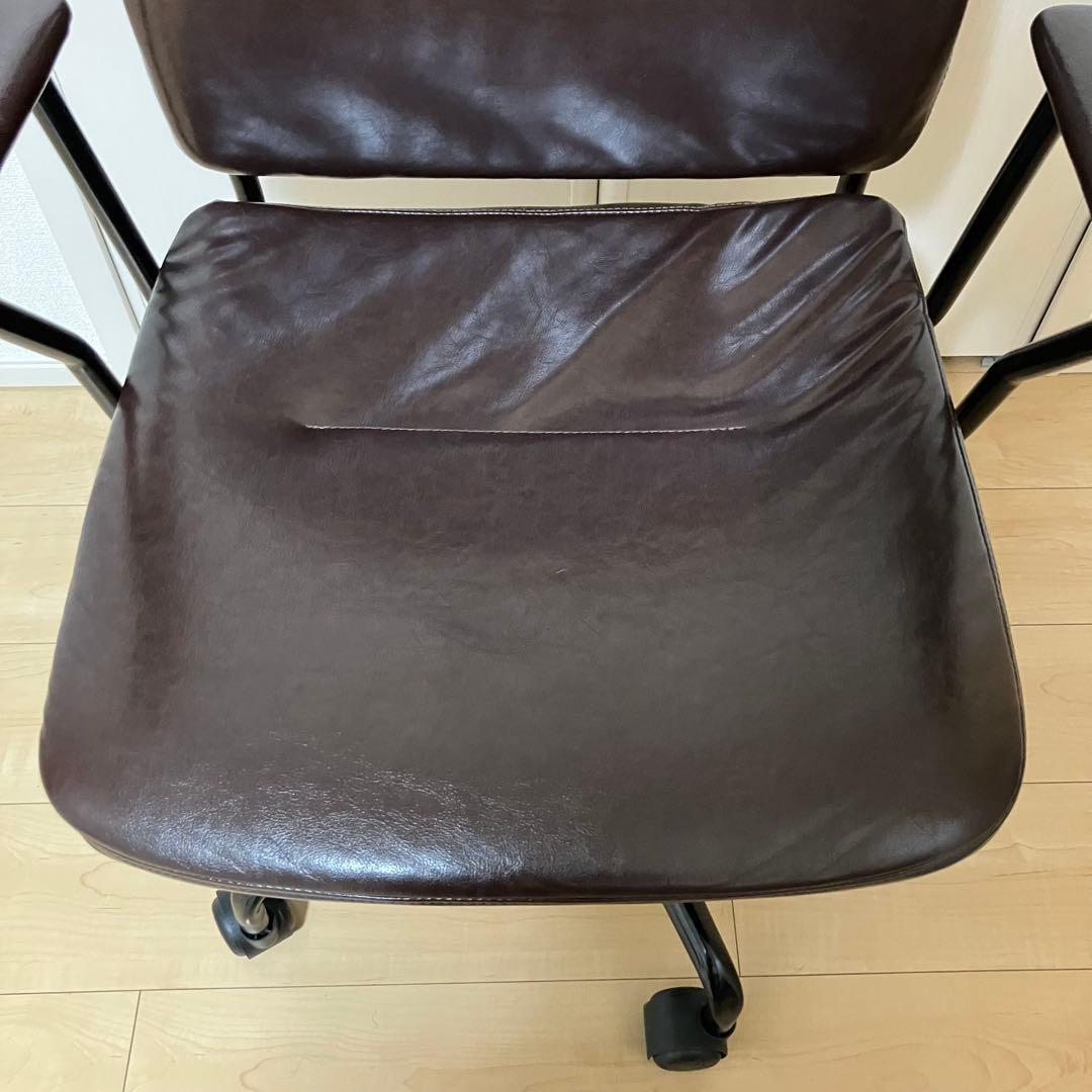 ニトリ (Nシールド スモークDH DBR) レザー調 高さ調節 回転チェア