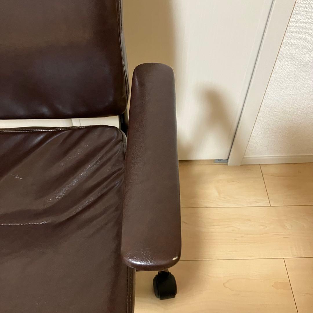 ニトリ (Nシールド スモークDH DBR) レザー調 高さ調節 回転チェア