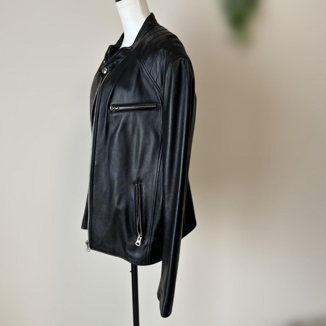 メンズ　黒 レザー ライダースジャケット