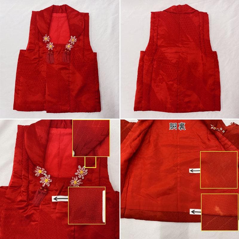 507ag3◎七五三 三歳 女児 着物&被布 鞠鶴糸巻 白◎美品