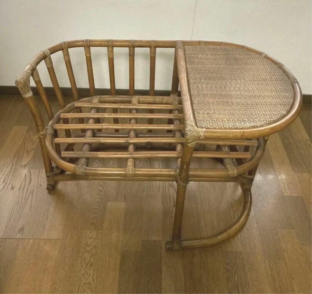 籐　ラタン　テレフォンチェア　椅子　テーブル　電話台　アンティーク　レトロ