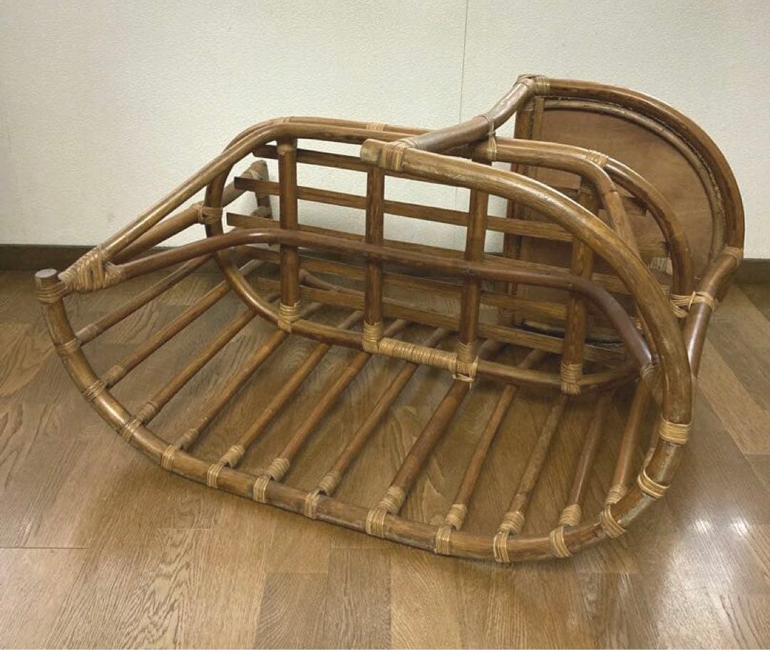 籐　ラタン　テレフォンチェア　椅子　テーブル　電話台　アンティーク　レトロ