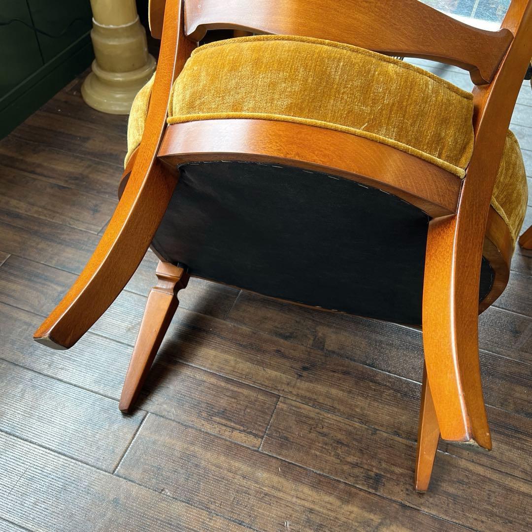 k210r124 ビンテージイエロー ベルベットのタブチェア サロンチェア 4脚