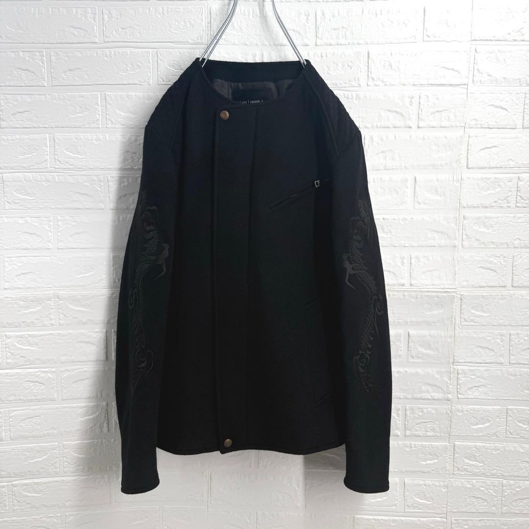 【激レア】ウノピュウノウグァーレトレ アーム刺繍ロゴ ノーカラー ブルゾン