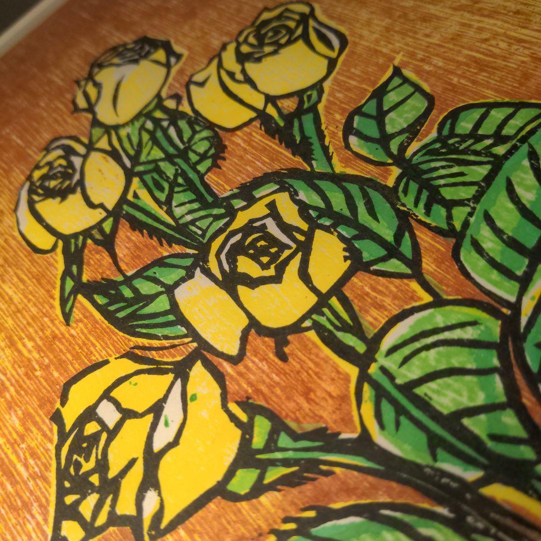 S. Sato バラ 版画 1992年制作【一点もの】【年代物】【レトロ絵画】