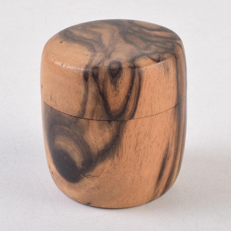 茶道具　天然木　黒柿製　無垢彫　綺麗な木目の棗　V　9054