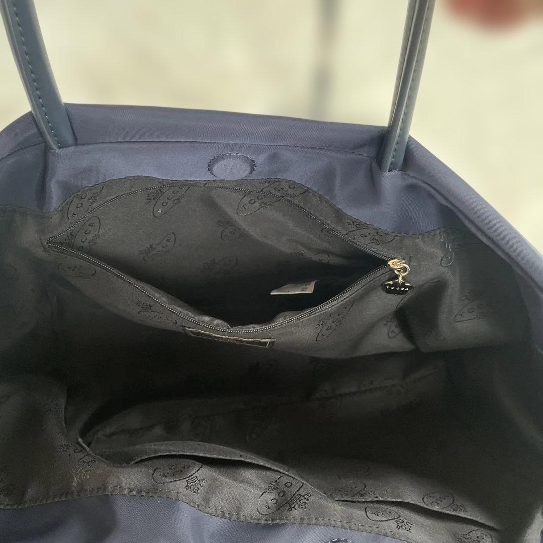 TOCCA＊トッカ＊リボン＊ナイロンバッグ＊トートバッグ＊A4サイズ＊ネイビー