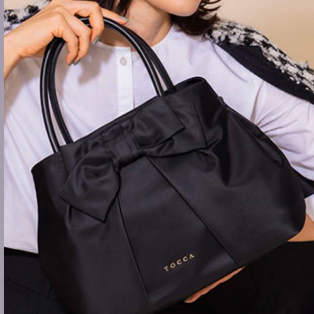 TOCCA＊トッカ＊リボン＊ナイロンバッグ＊トートバッグ＊A4サイズ＊ネイビー