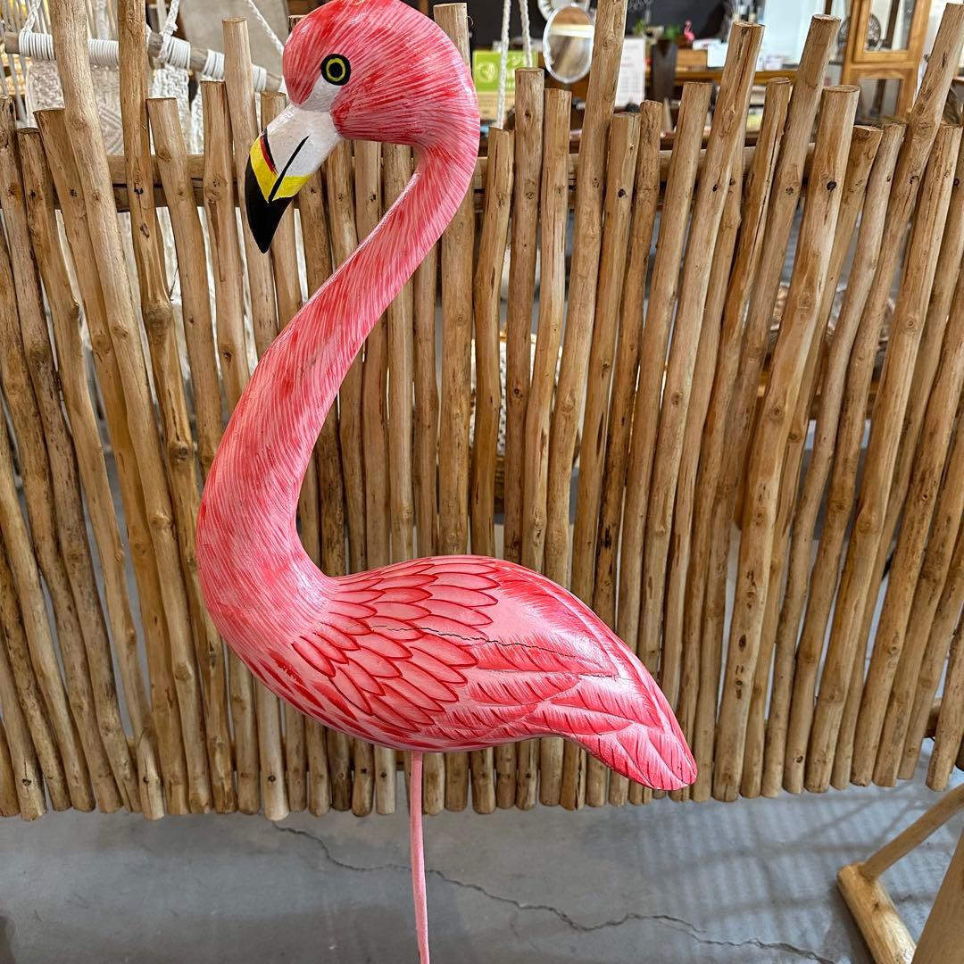 【訳あり】バリ島木彫りフラミンゴh130cm通常33,000円がなんと！
