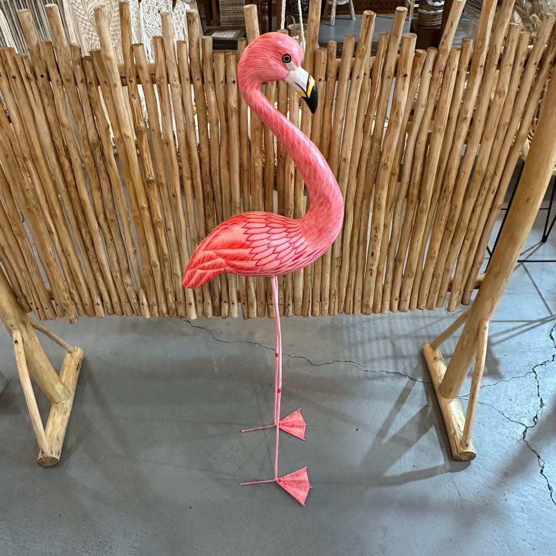 【訳あり】バリ島木彫りフラミンゴh130cm通常33,000円がなんと！