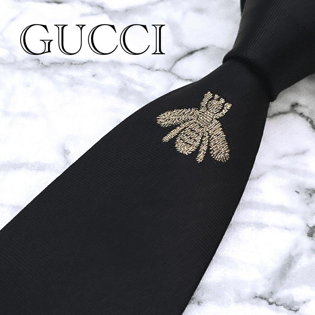 ✨未使用箱付き✨GUCCI 蜂　ビー　ソリッド　ブラック　ネクタイ
