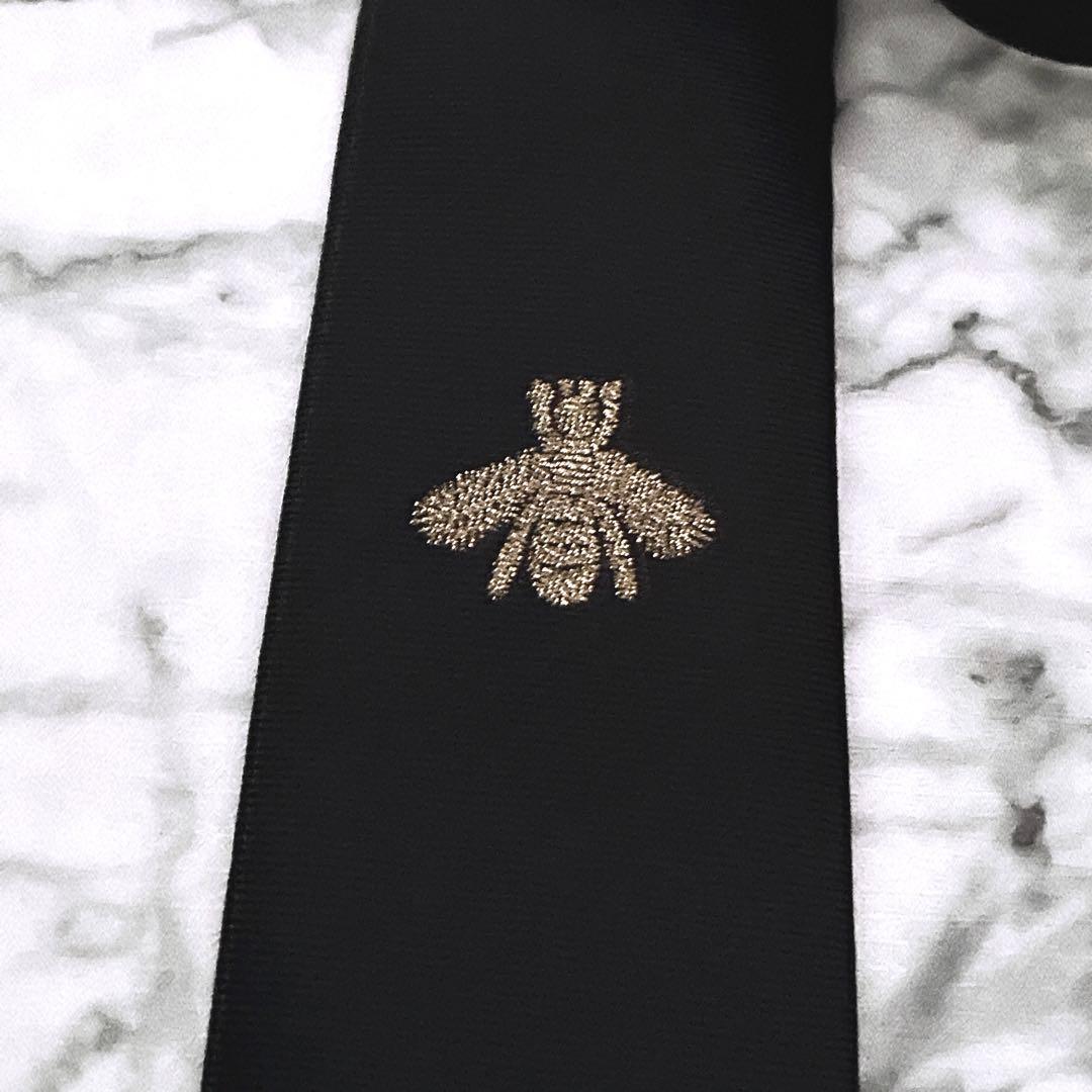 ✨未使用箱付き✨GUCCI 蜂　ビー　ソリッド　ブラック　ネクタイ