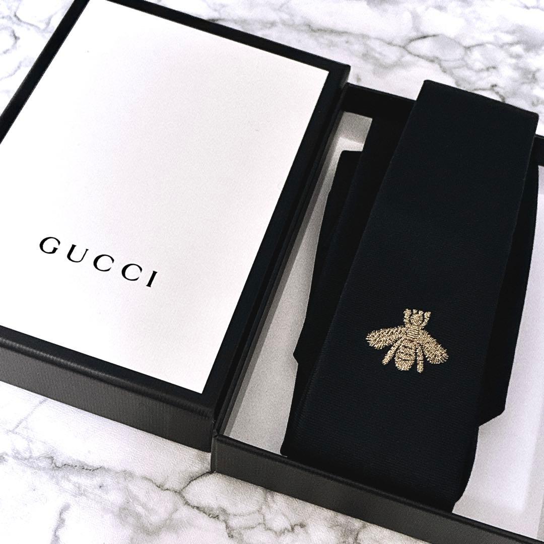 ✨未使用箱付き✨GUCCI 蜂　ビー　ソリッド　ブラック　ネクタイ