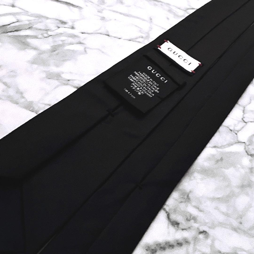 ✨未使用箱付き✨GUCCI 蜂　ビー　ソリッド　ブラック　ネクタイ