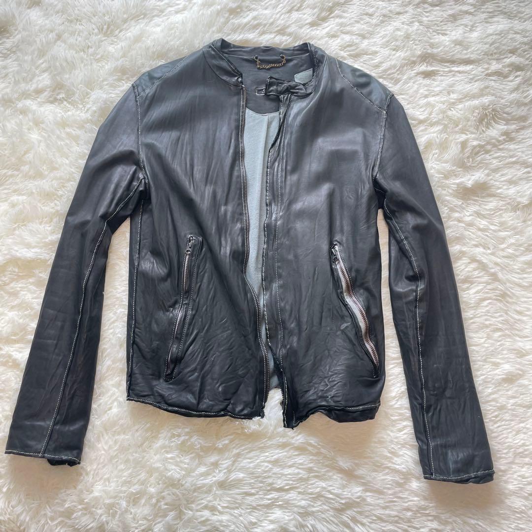 sisii / シシ　シングルレザー ジャケット　ブラック　牛革　M　洗える