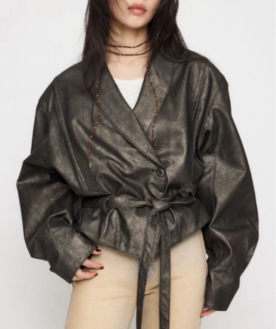 laguagem BIG SLEEVE FAUX LEATER ジャケット