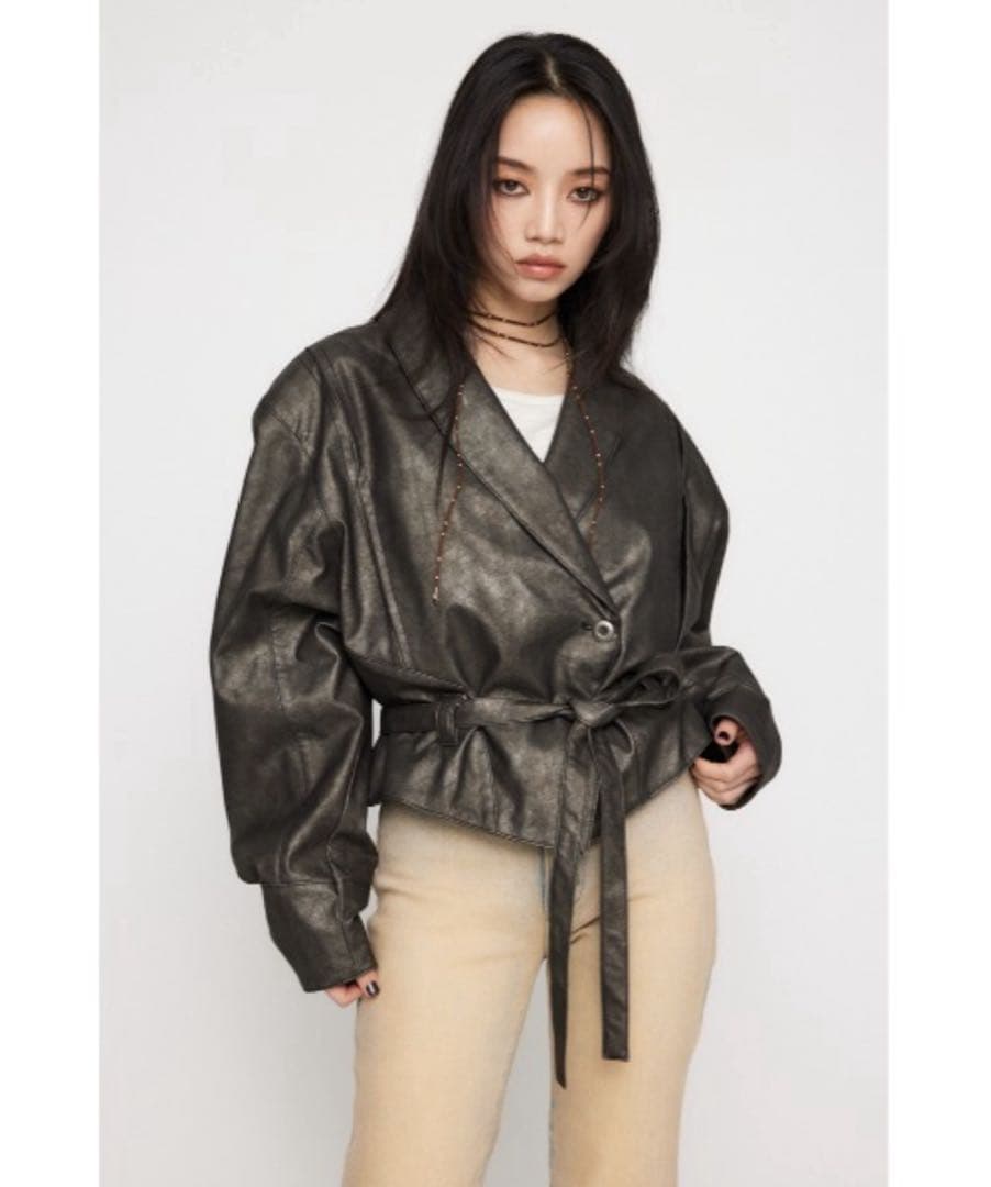 laguagem BIG SLEEVE FAUX LEATER ジャケット