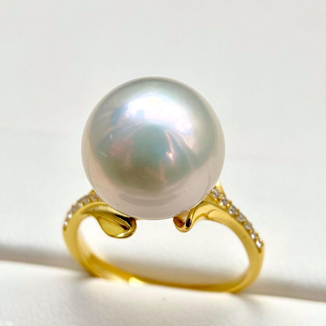 ミルクティエジソンパール　ホワイト13.06㍉大玉s925リングY1033