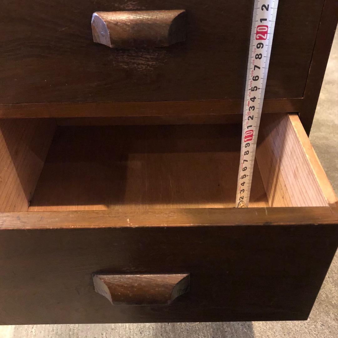 【アンティーク】　木製引き出し　ブラウン3段引き出し　脇机　サイドチェスト　棚