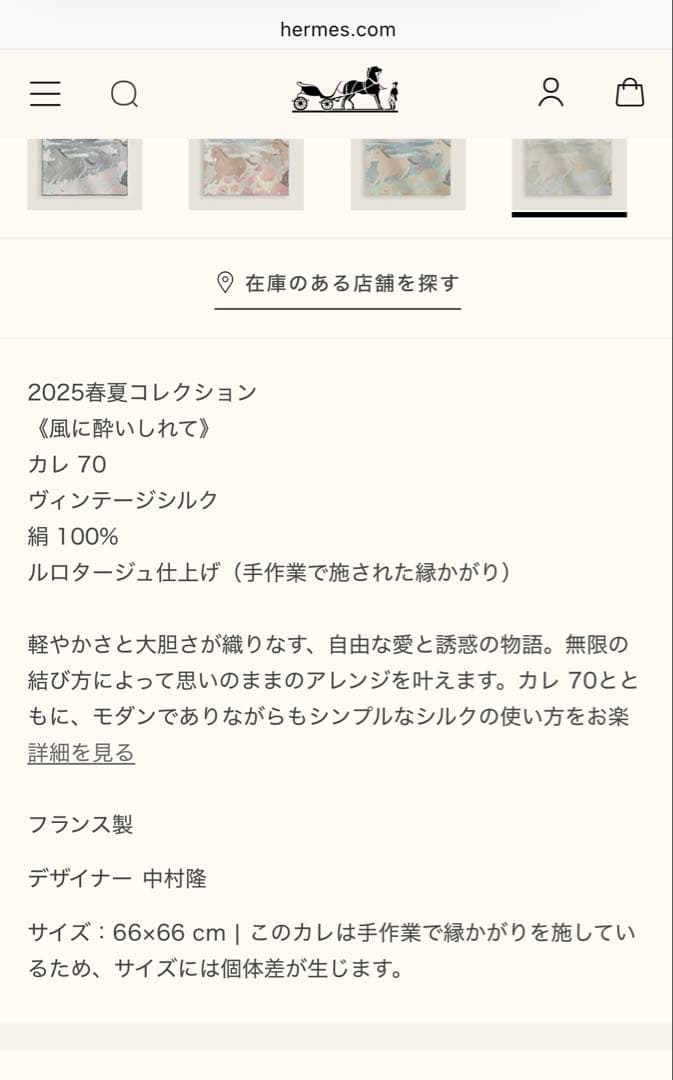 エルメス　HERMESカレ 70 《風に酔いしれて》