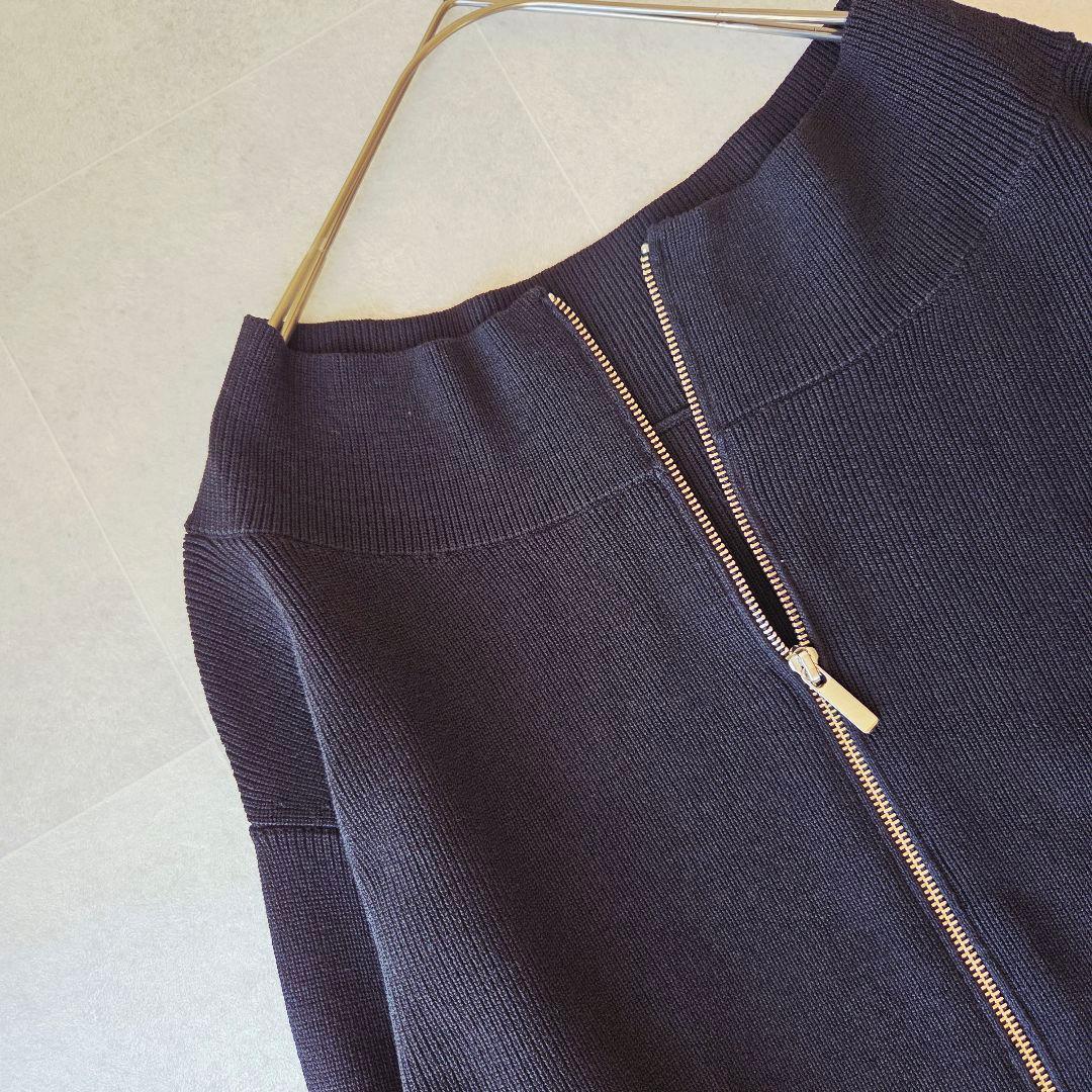 25ss✨ ノーブル フロントジップボートネックニット 洗える