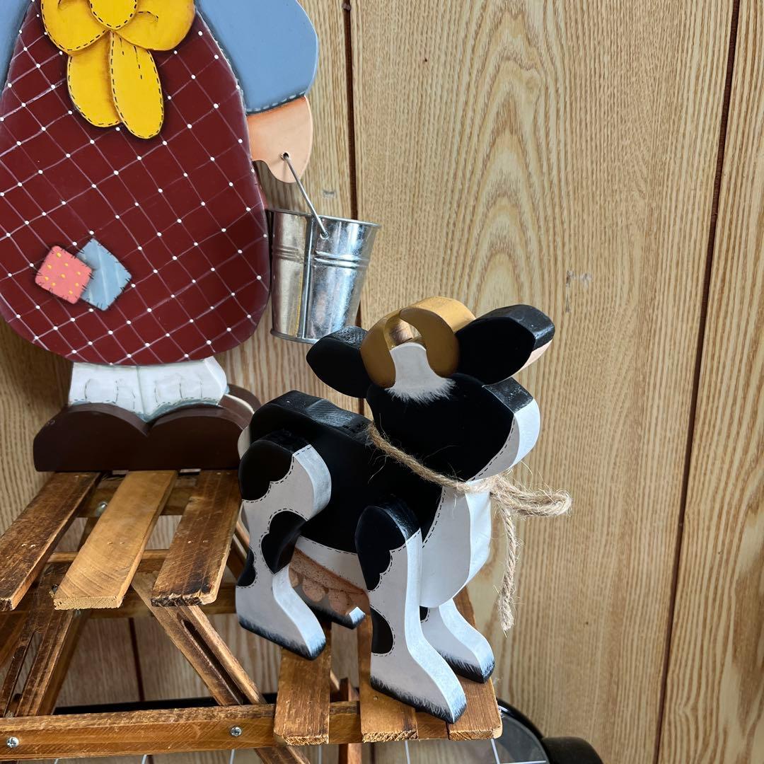 カントリー風 木製農夫と農婦の飾り