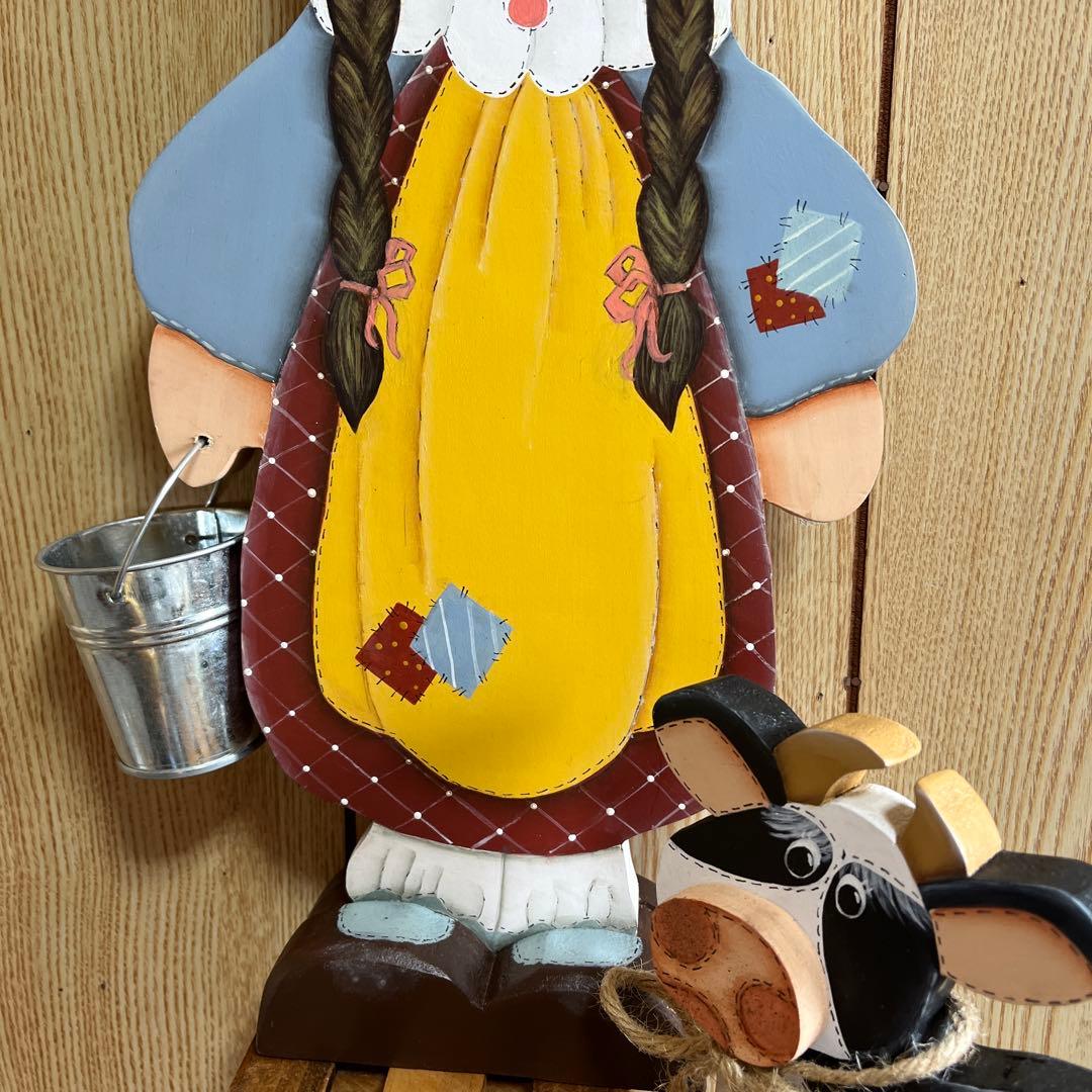 カントリー風 木製農夫と農婦の飾り