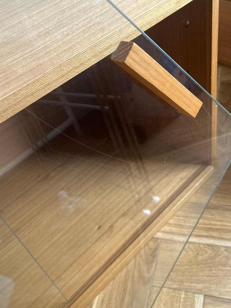 ステンレスユニットシェルフ用・ボックス・ガラス引き戸・オーク材