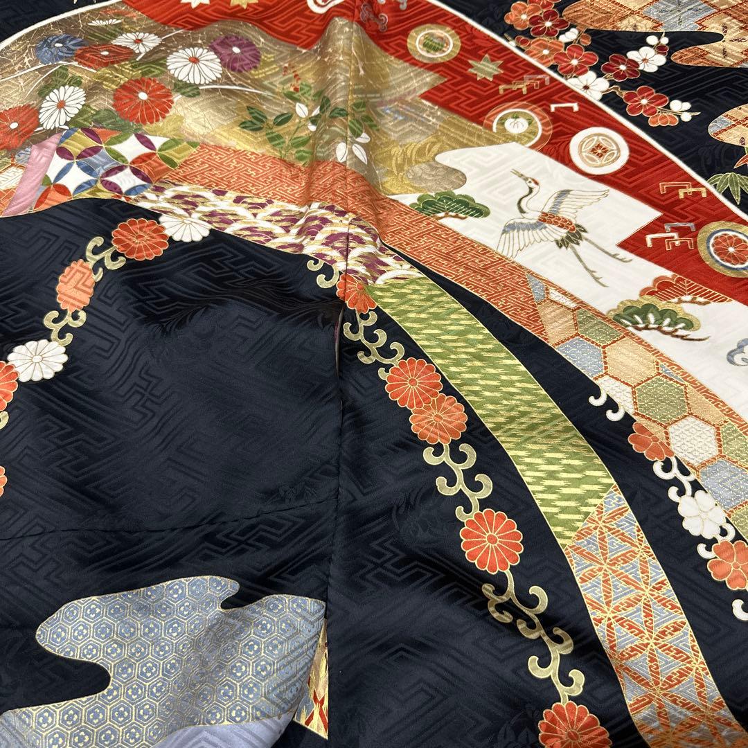 吉澤友禅 黒地 のし柄 吾妻徳穂 振袖