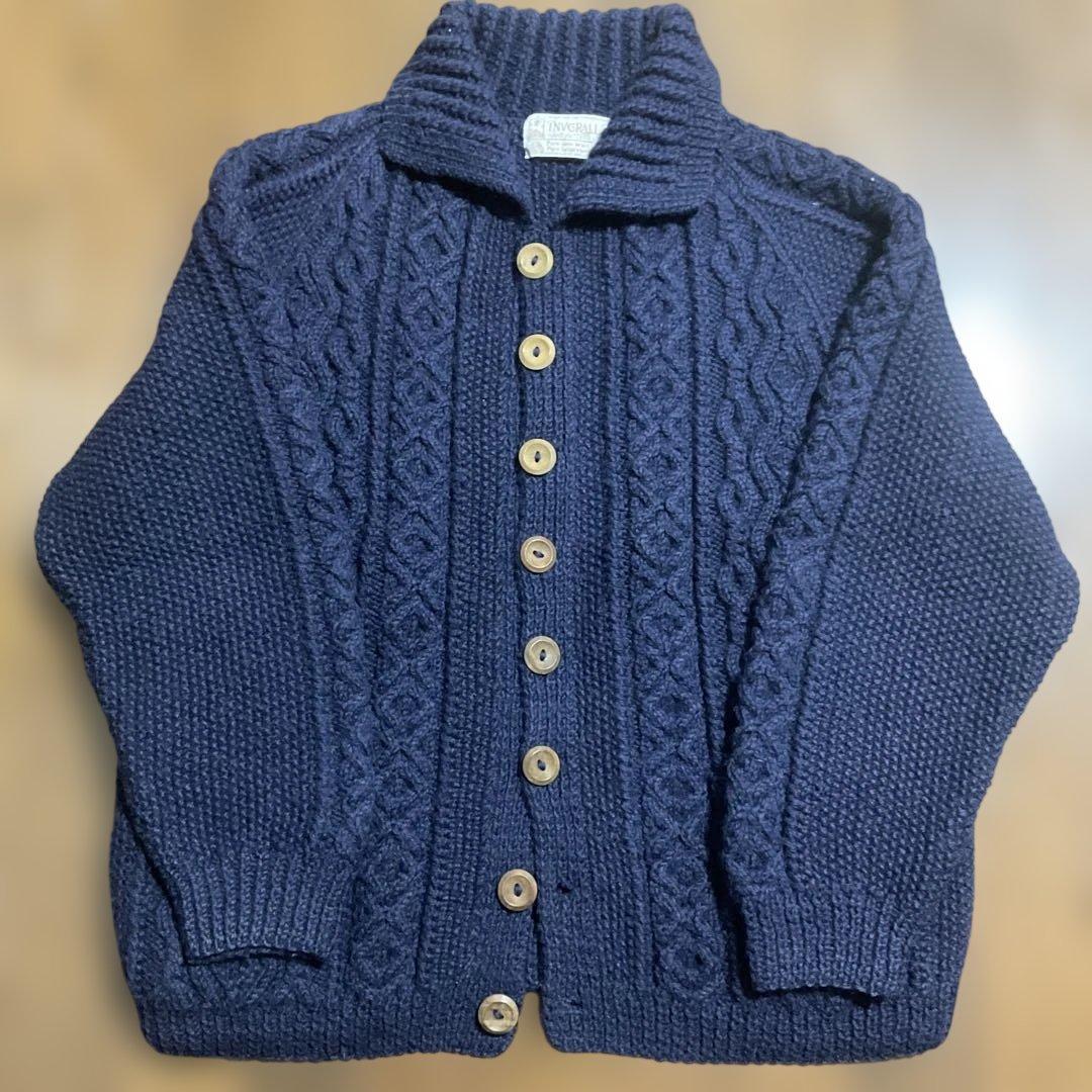 INVERALLAN インバーアラン　ネイビー ケーブルニットカーディガン