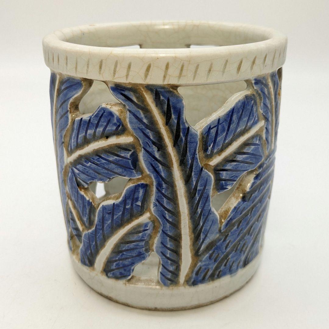 李朝 白磁染付筆筒 高麗白磁 李氏朝鮮 文房具 書道具 ペン立て 筆立て 置物