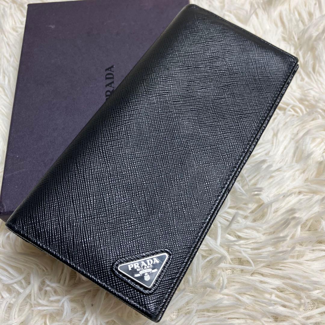 現行 プラダ ロングウォレット サフィアーノ 三角プレート IC内蔵
