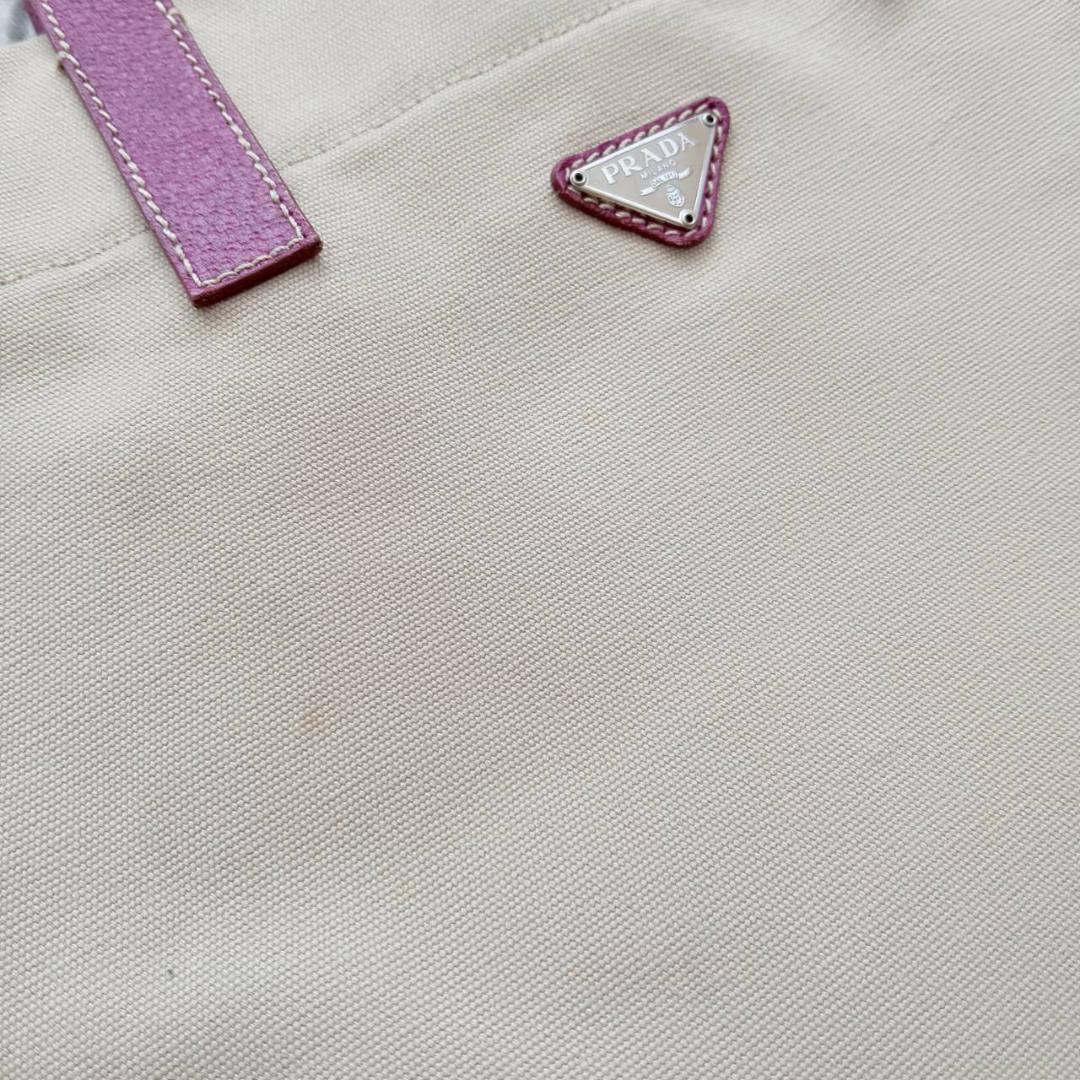 プラダ PRADA キャンバストートバッグ ベージュ系/パープル系