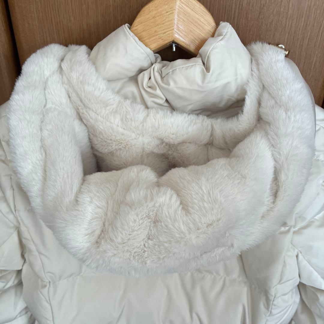 GLOBAL WORK ウツクシルエット撥水ダウンコートフード付き　アイボリーM