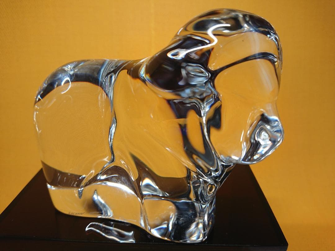 【美品】ライオン　クリスタルガラス　置物　インテリア　工芸品　美術品　A3101
