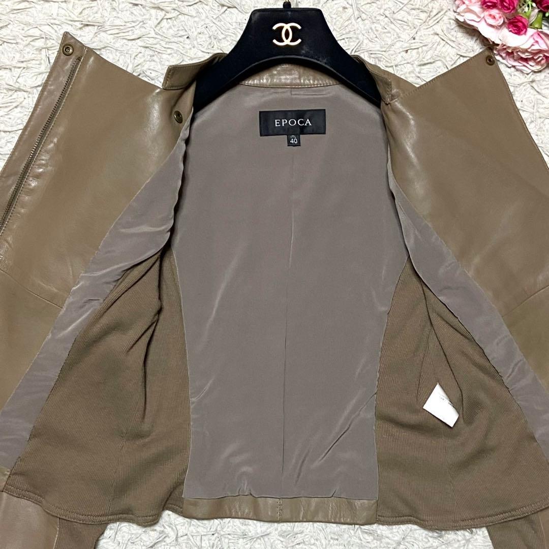 【美品】エポカ レザージャケット ライダース ベージュ サイズL