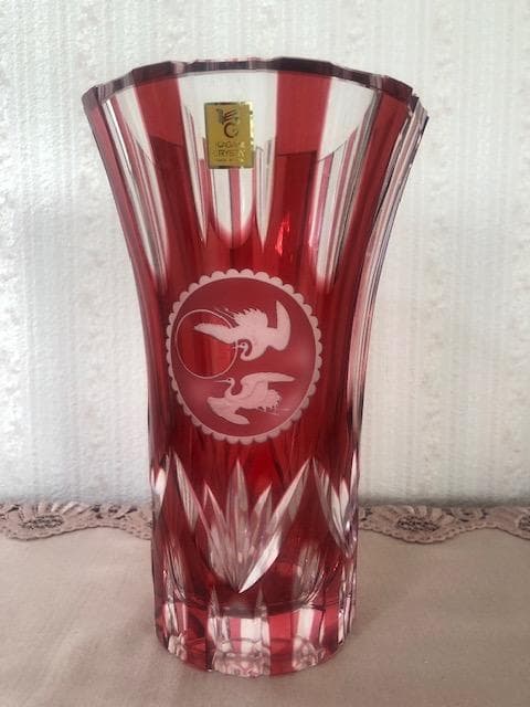 【美品】カガミクリスタル KAGAMI CRYSTAL 江戸切子 花瓶