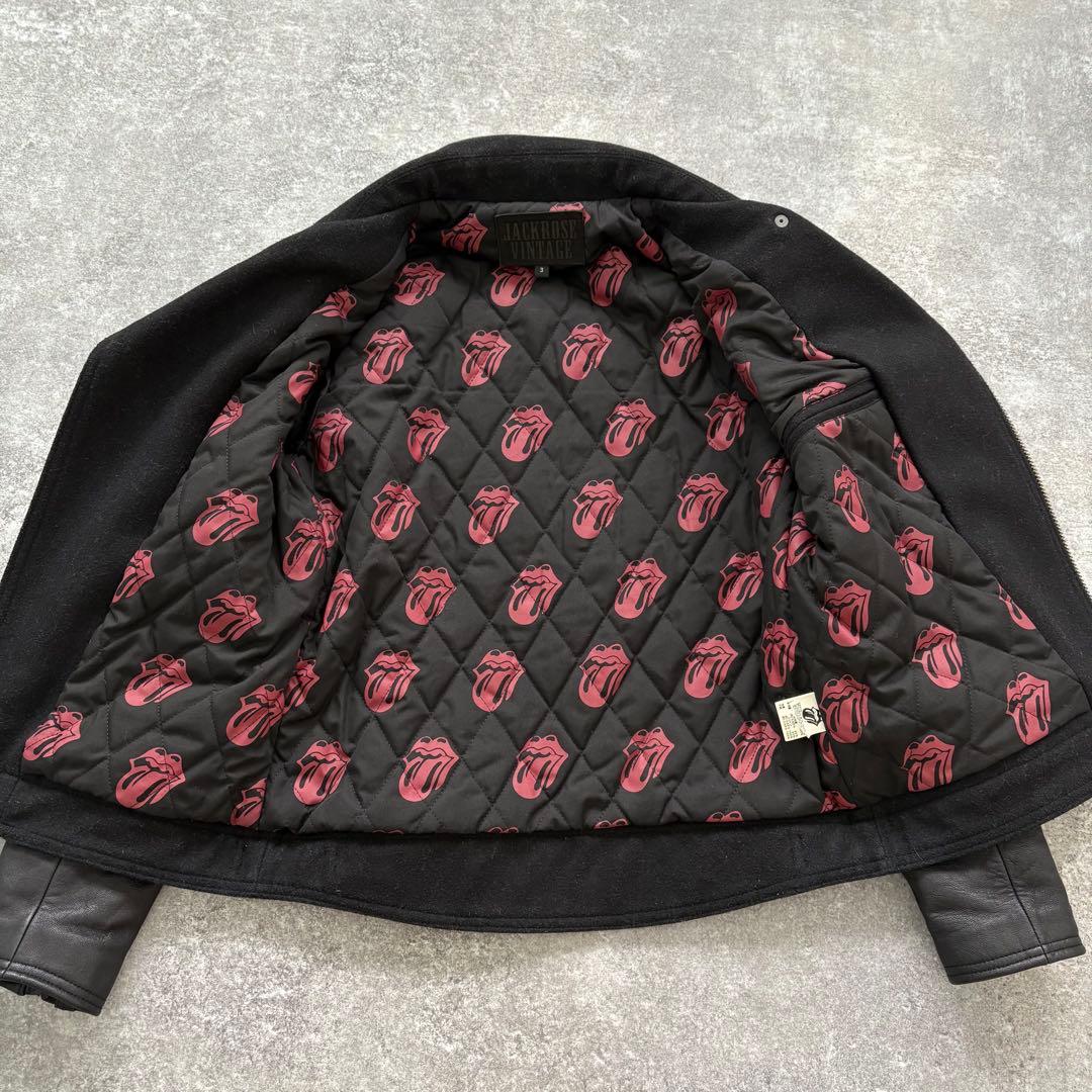 【JACK ROSE】 ローリングストーンズ ダブルライダースジャケット 刺繍