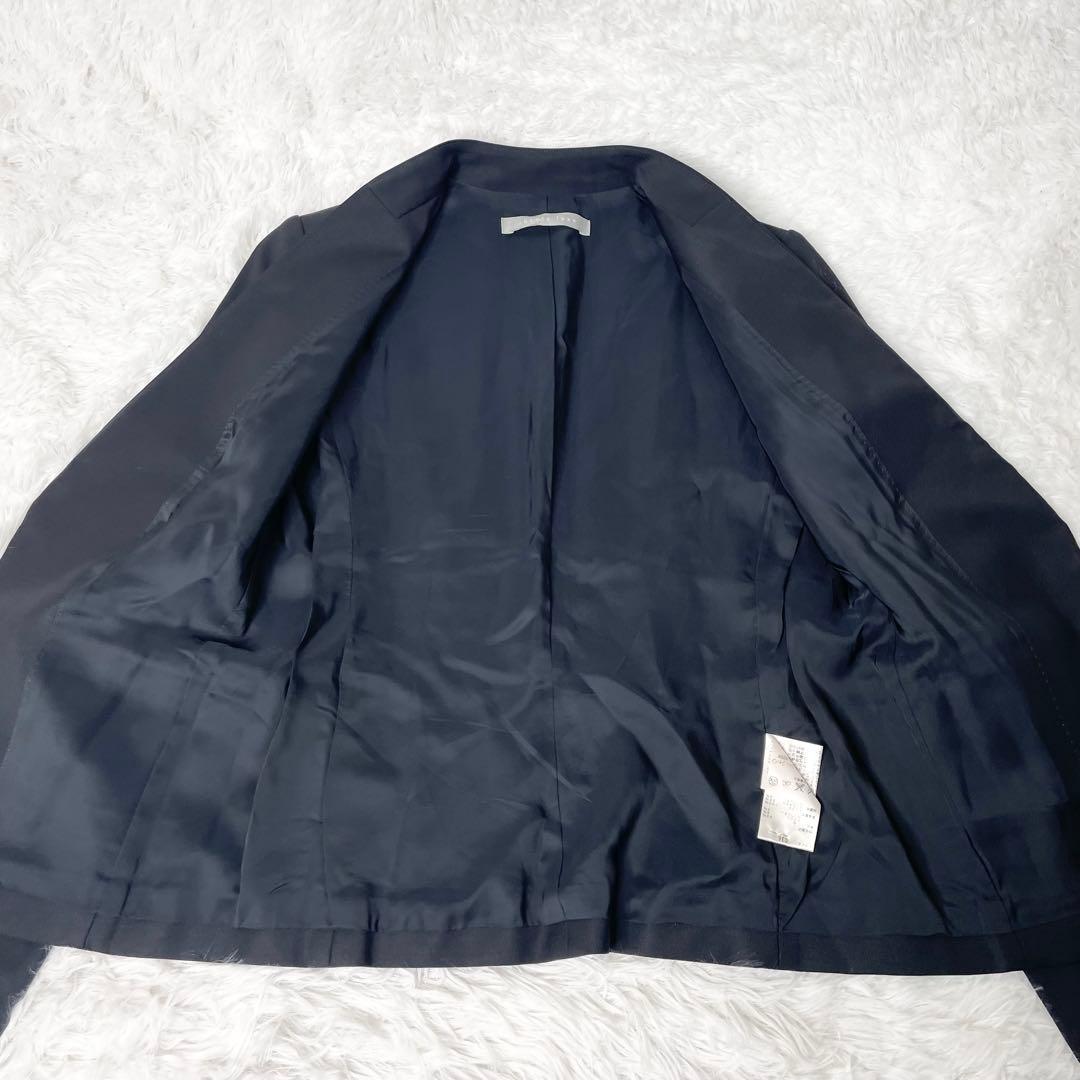 【美品】theory luxe DONNE パンツスーツ ノーカラー 紺無地 S