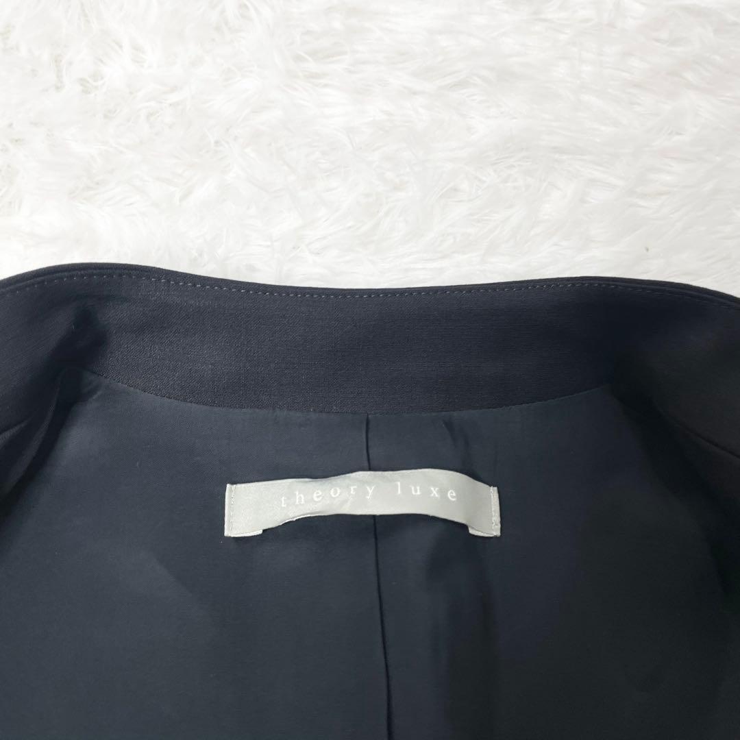 【美品】theory luxe DONNE パンツスーツ ノーカラー 紺無地 S