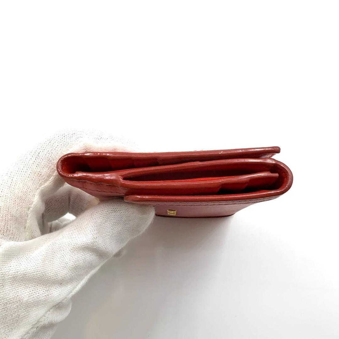 ◇プラダ◇リボン/コンパクトウォレット/二つ折り財布/レッド/ゴールド金具