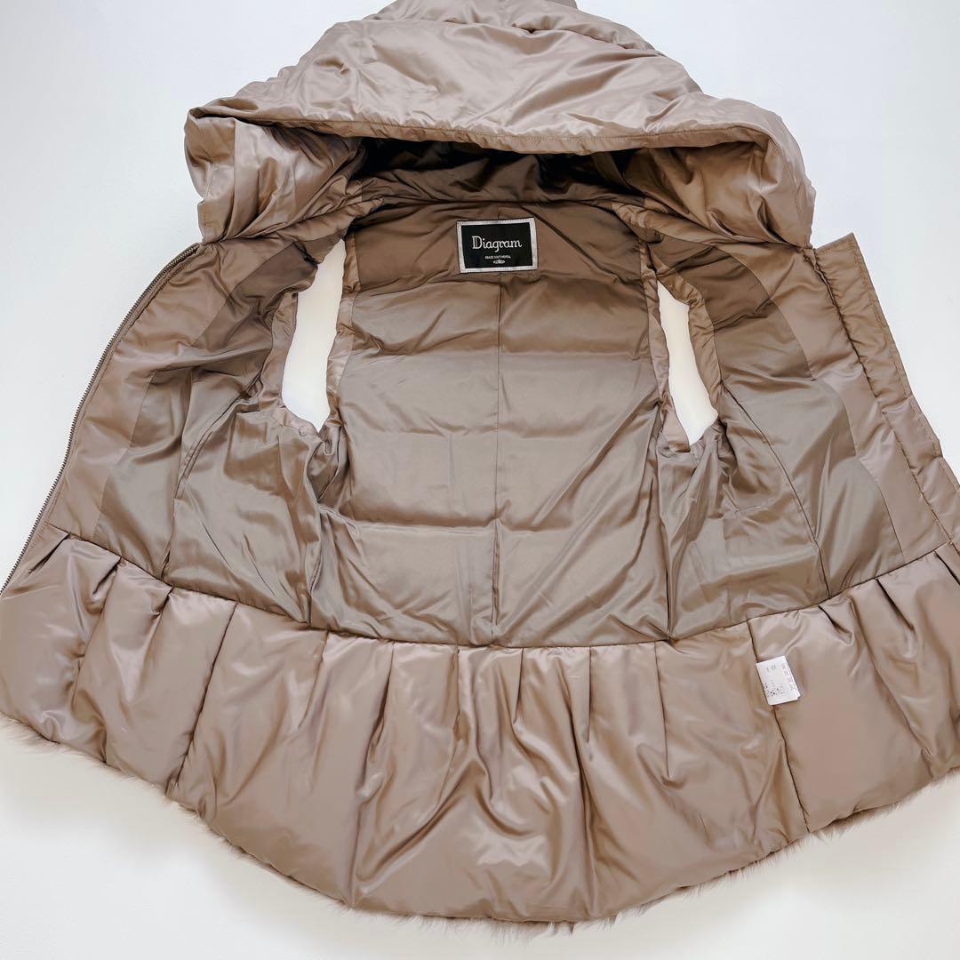 美品✨Diagram ラムファーダウンベスト　ダウン　ブラウン　フード　36