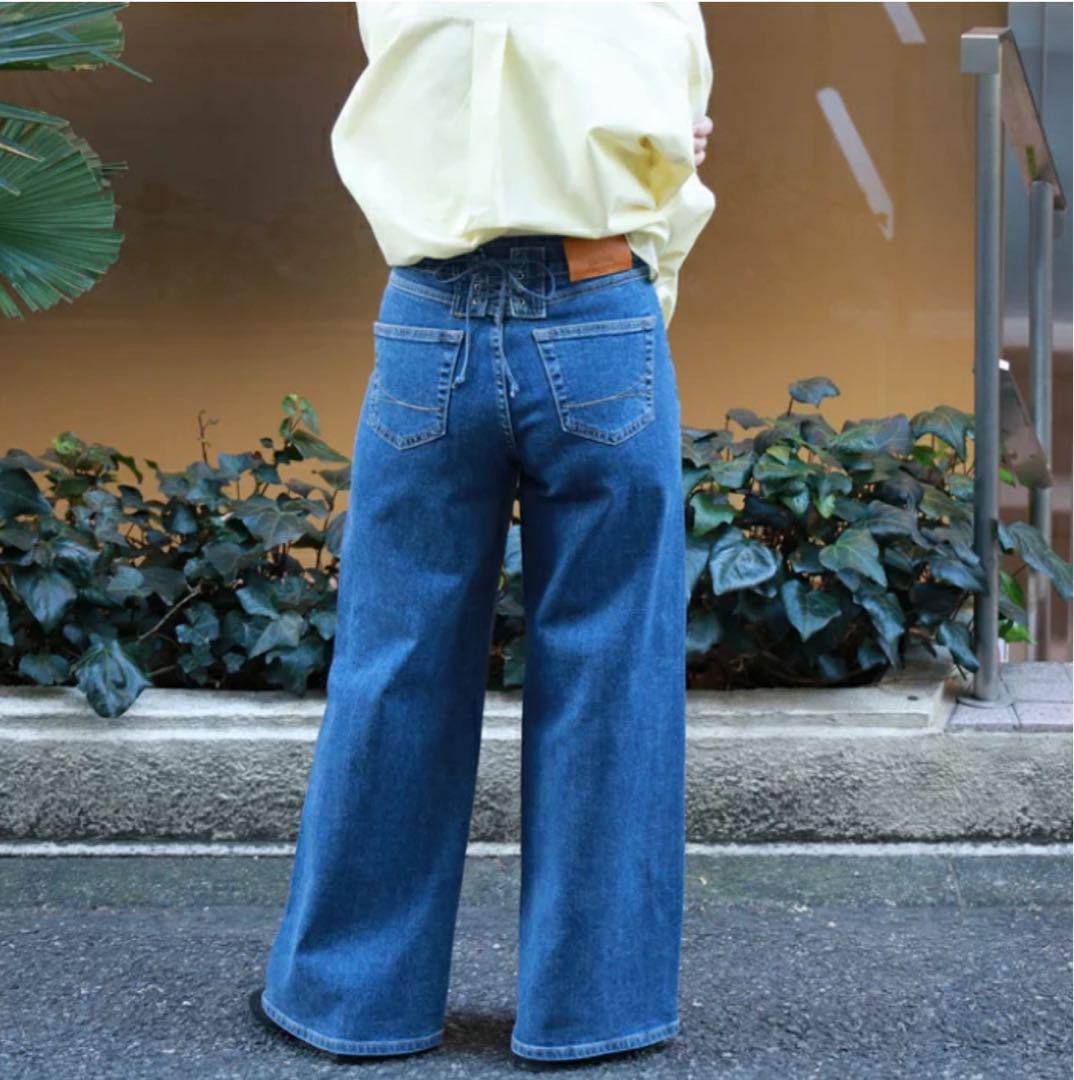 【未使用品】SOMETHING LISA レースアップワイドデニムパンツ　S